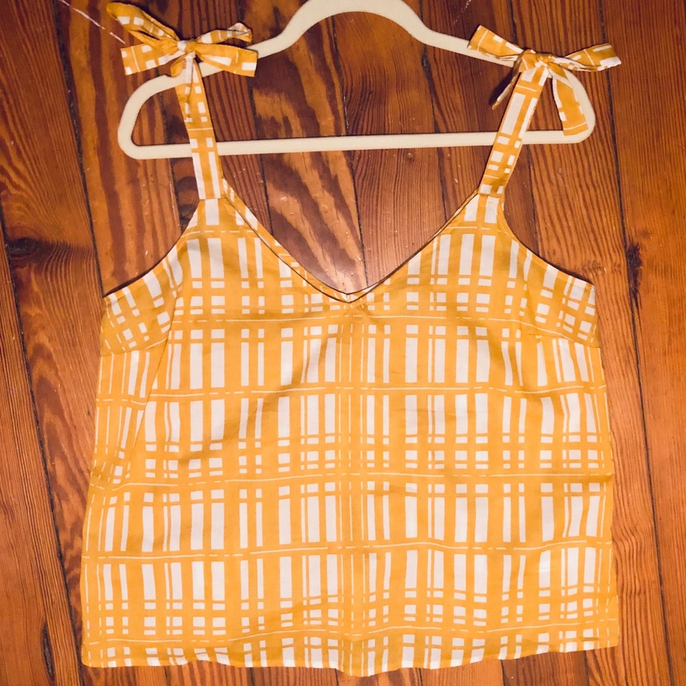 Yellow & White Patterned Tank Top